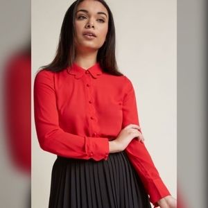 Modcloth Size 3X Scalloped Button Up Shirt